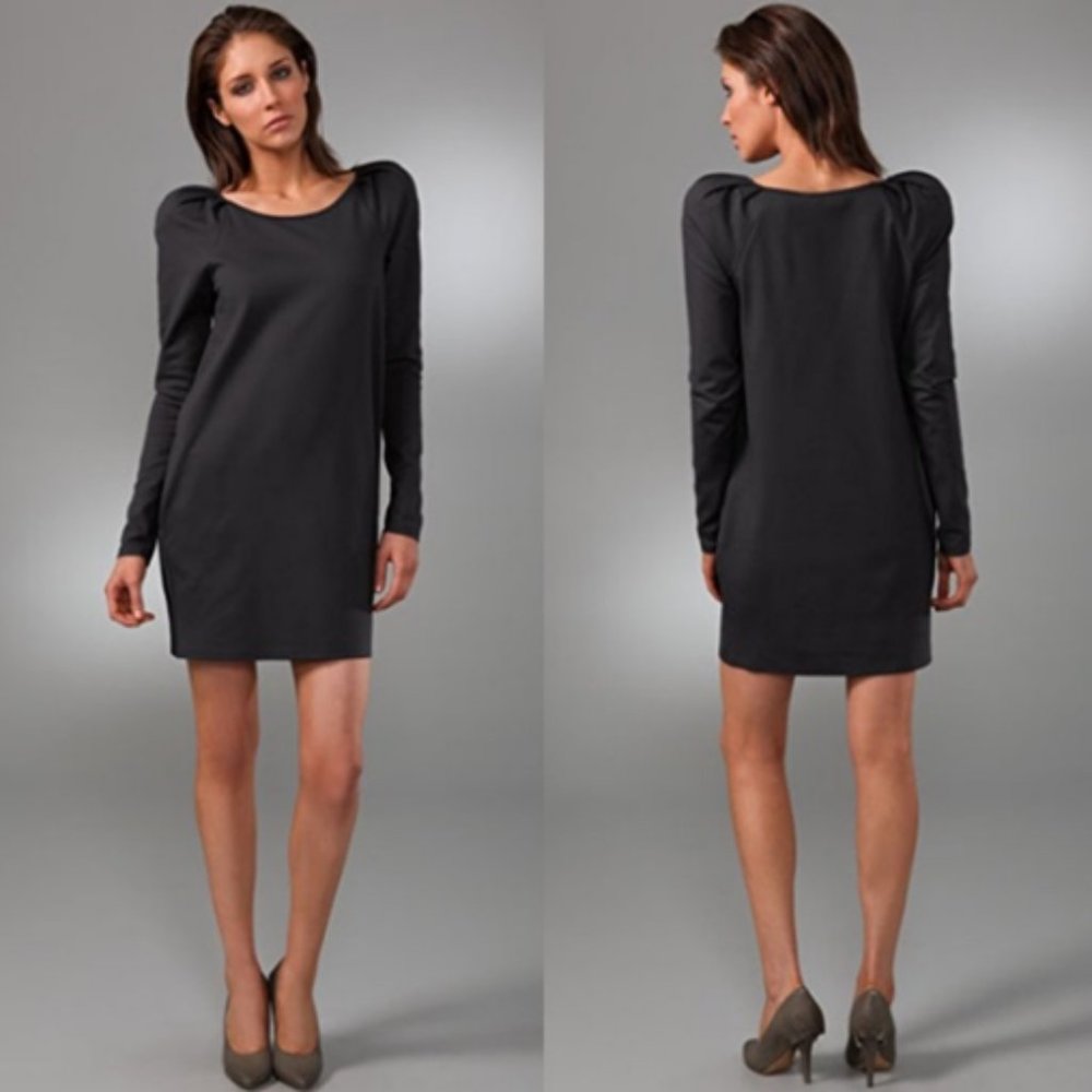Rebecca Minkoff Natalie Pleated Power Shoulder Long Sleeve Mini Dress